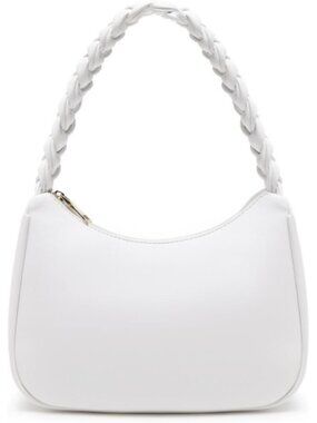 Women's Braid White Zipper Tote Handbag Mini Shoulder Imported Clutch Purses